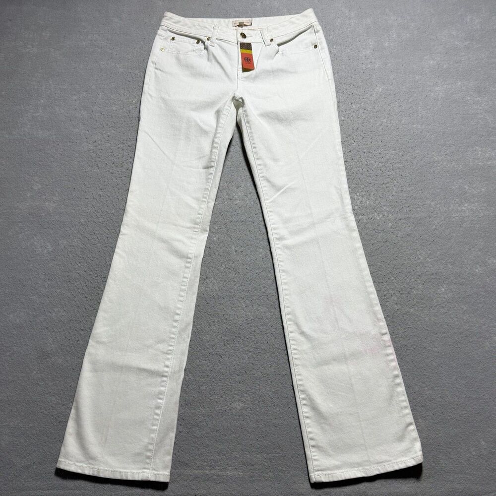 Tory Burch Mid-Rise Straight Leg White Jeans Women’s Size 29 Embroidered Logo